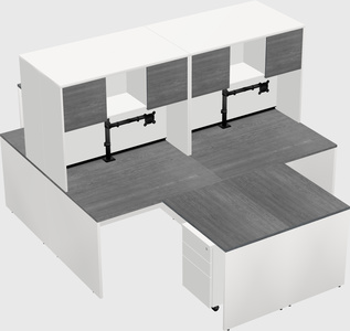 Quad l-shaped office desks