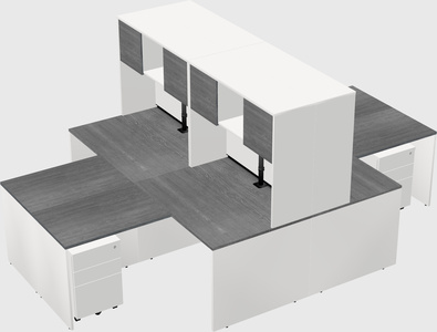 Quad l-shaped office desks
