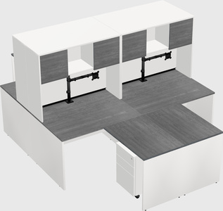 Quad l-shaped office desks