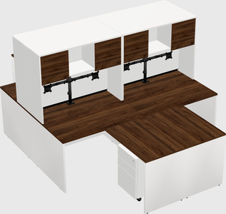 Quad l-shaped office desks
