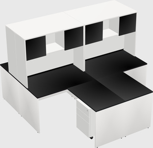 Quad l-shaped office desks