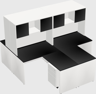 Quad l-shaped office desks