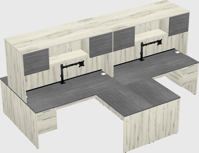 Quad l-shaped office desks