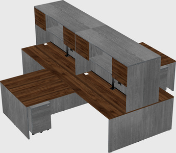 Quad l-shaped office desks