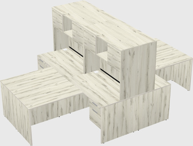 Quad l-shaped office desks