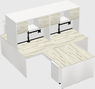Quad l-shaped office desks