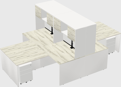 Quad l-shaped office desks