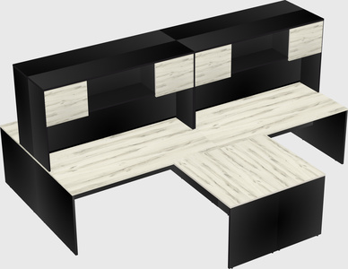 Quad l-shaped office desks