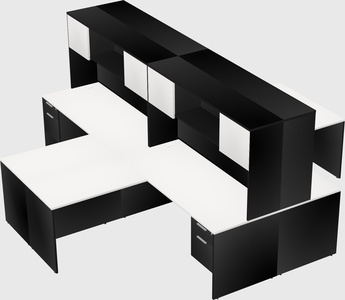 Quad l-shaped office desks