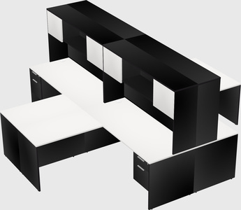 Quad l-shaped office desks