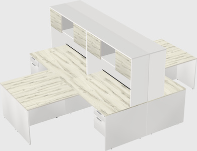 Quad l-shaped office desks