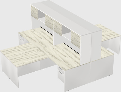 Quad l-shaped office desks