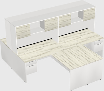 Quad l-shaped office desks