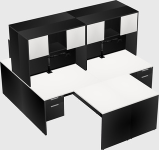 Quad l-shaped office desks