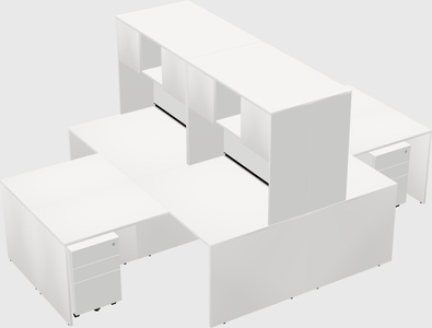 Quad l-shaped office desks