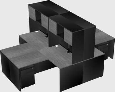 Quad l-shaped office desks