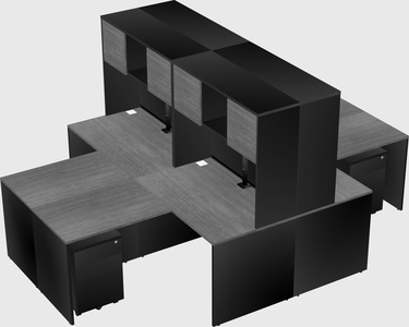 Quad l-shaped office desks