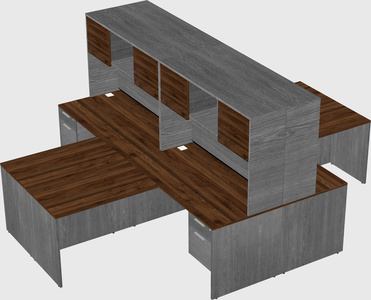 Quad l-shaped office desks