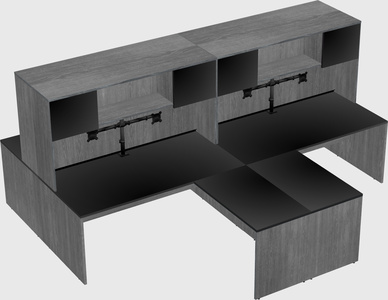 Quad l-shaped office desks