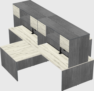 Quad l-shaped office desks