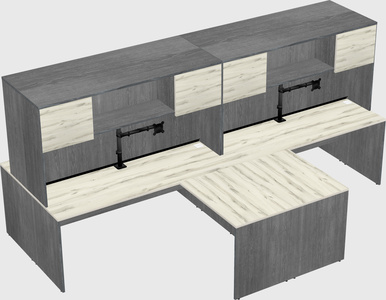 Quad l-shaped office desks