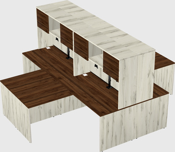 Quad l-shaped office desks