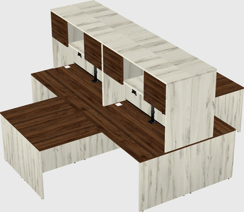 Quad l-shaped office desks