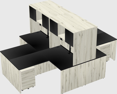 Quad l-shaped office desks