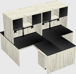 Quad l-shaped office desks