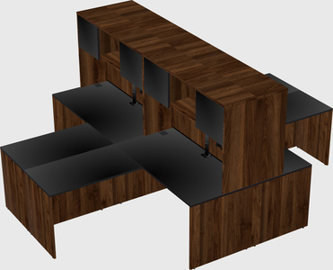Quad l-shaped office desks