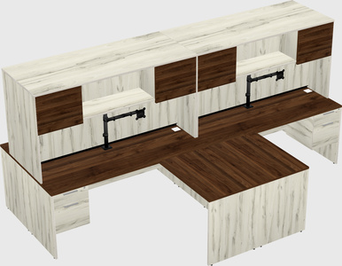 Quad l-shaped office desks