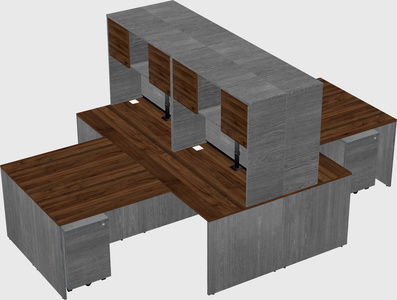 Quad l-shaped office desks