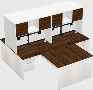 Quad l-shaped office desks