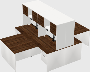 Quad l-shaped office desks