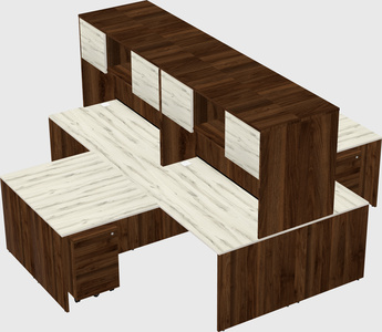 Quad l-shaped office desks