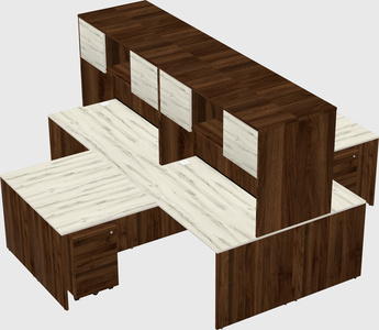 Quad l-shaped office desks