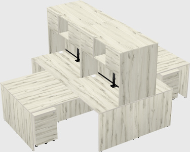 Quad l-shaped office desks