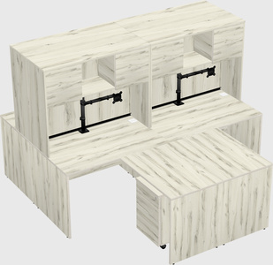Quad l-shaped office desks
