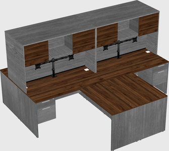 Quad l-shaped office desks