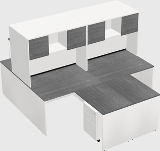 Quad l-shaped office desks