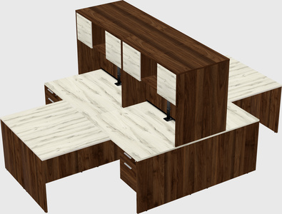 Quad l-shaped office desks