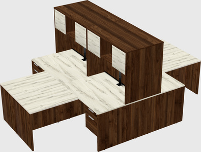 Quad l-shaped office desks