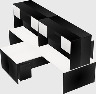 Quad l-shaped office desks