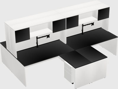Quad l-shaped office desks