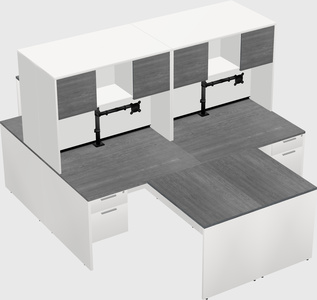 Quad l-shaped office desks