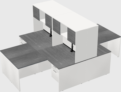 Quad l-shaped office desks