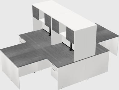 Quad l-shaped office desks