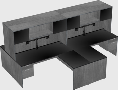Quad l-shaped office desks