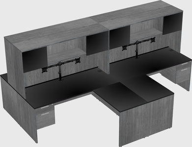 Quad l-shaped office desks