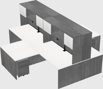 Quad l-shaped office desks